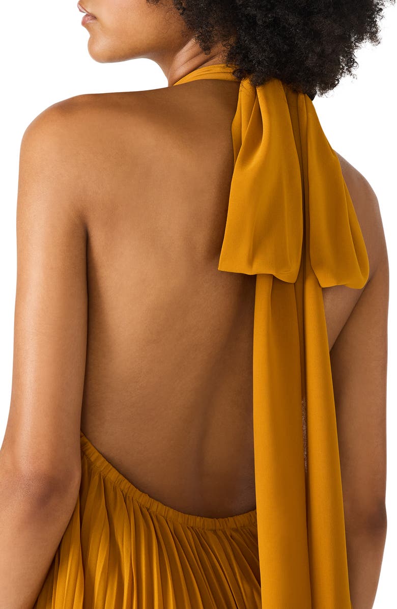 Steve Madden Maraya Pleated Halter Dress, Alternate, color, Tuscan Gold