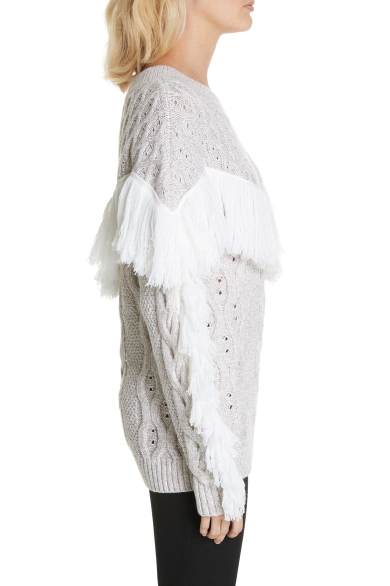 Ulla Fringe Wool Sweater, Alternate, color, IVORY/ OATMEAL