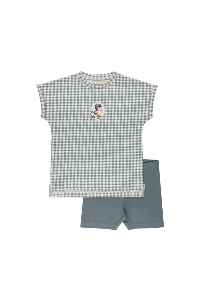 Gingham Owl Collection - Tee and Shorts, Main, color, Blue