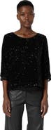 GERARD DAREL Alienor Sequin 3/4 Sleeve Voile Trim Top