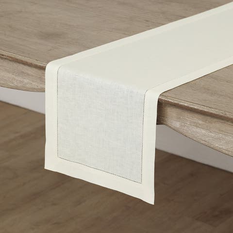 Linen Table Runner for Dining Table, Holiday and Everyday Table Decor - Classic Hemstitch