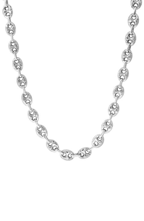 Sterling Silver Hammered Mariner Chain Necklace