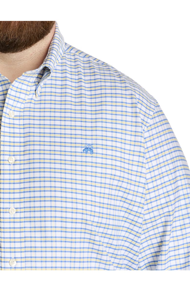 Brooks Brothers Big & Tall Non-Iron Check Sport Shirt, Alternate, color, Regatta Yellow