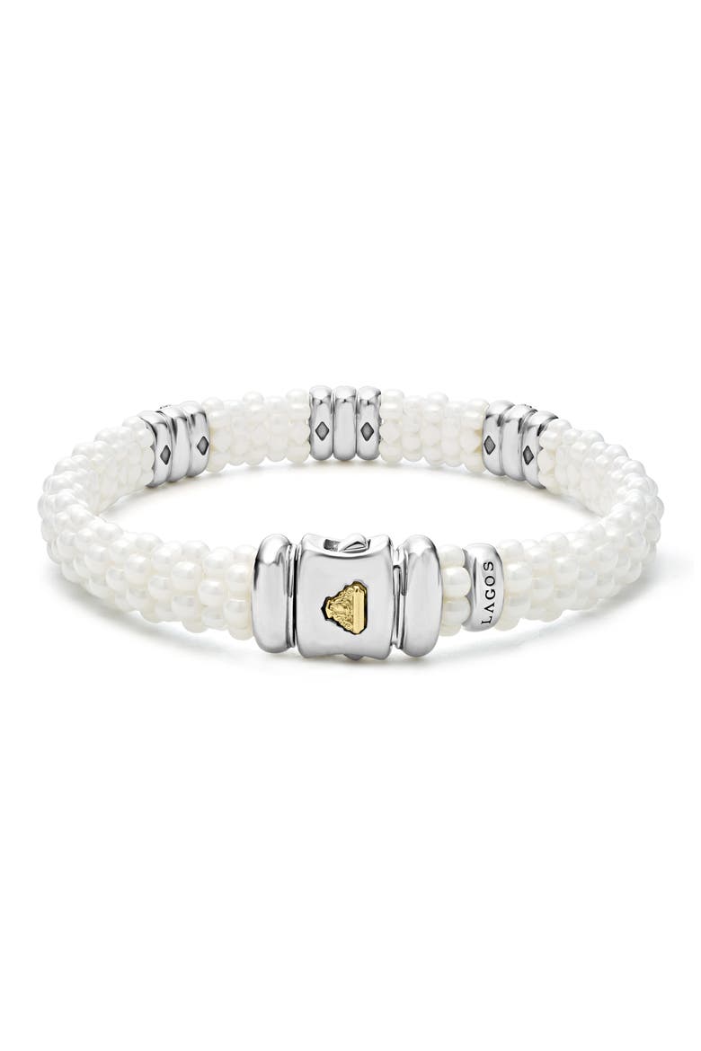 White Caviar Triple Diamond Station Bracelet, Alternate, color, WHITE