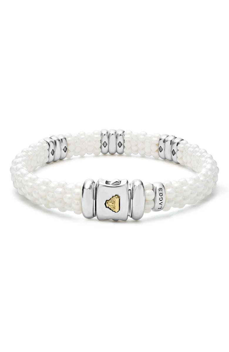 LAGOS White Caviar Triple Diamond Station Bracelet, Alternate, color, White