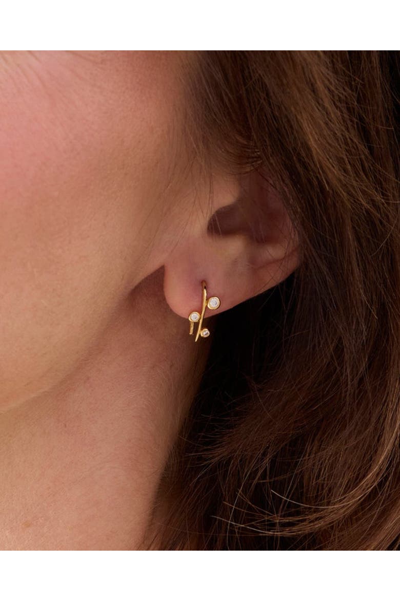 Aralia Gold Earrings with White Topaz, Alternate, color, Gold