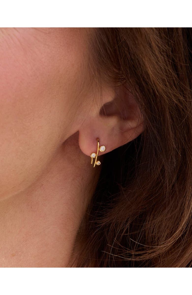 Sara Patino Aralia Gold Earrings with White Topaz, Alternate, color, Gold