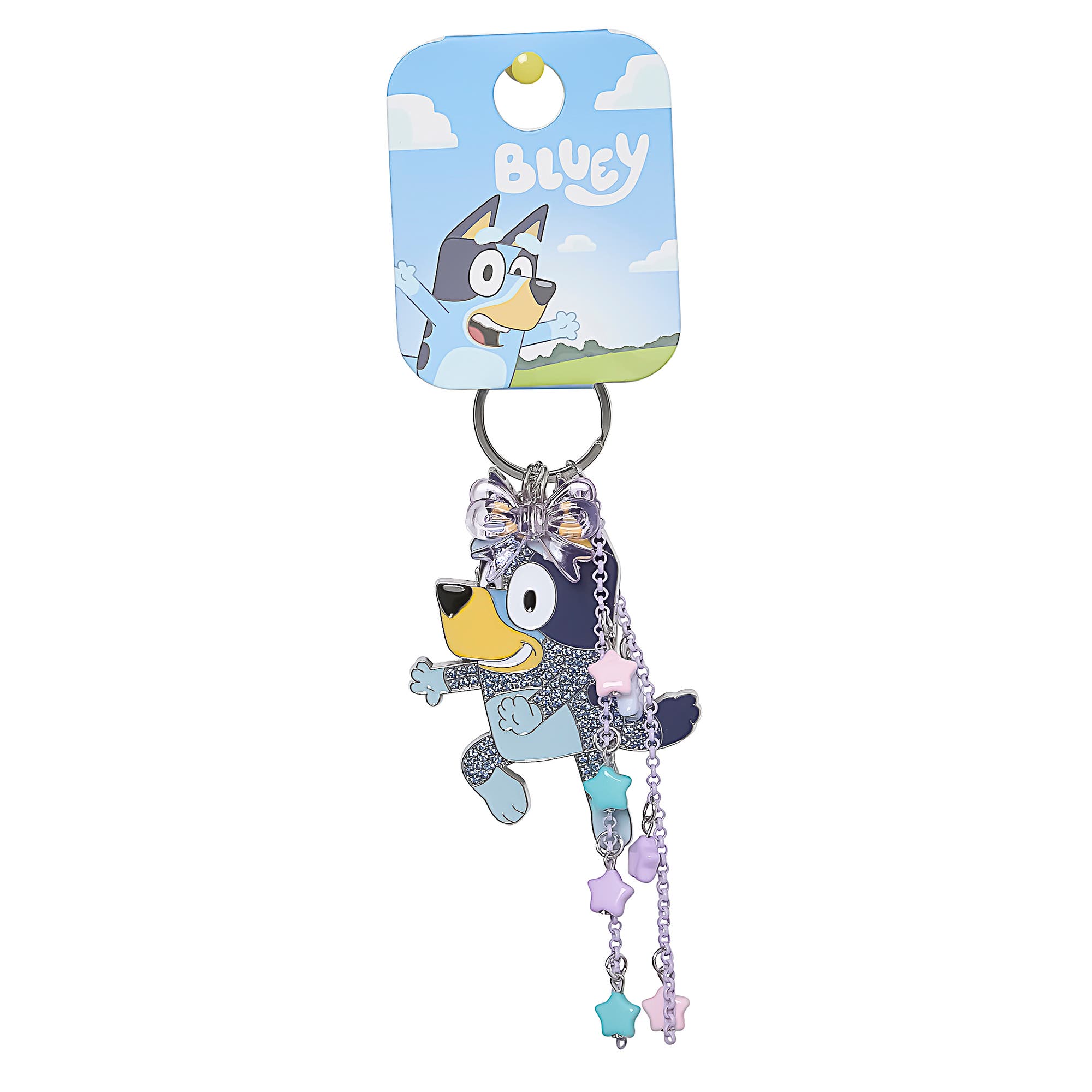 BLUEY Bag Charms with Lobster Clip, Liquid and Pave Crystals Charm Keychains, Alternate, color, Blue