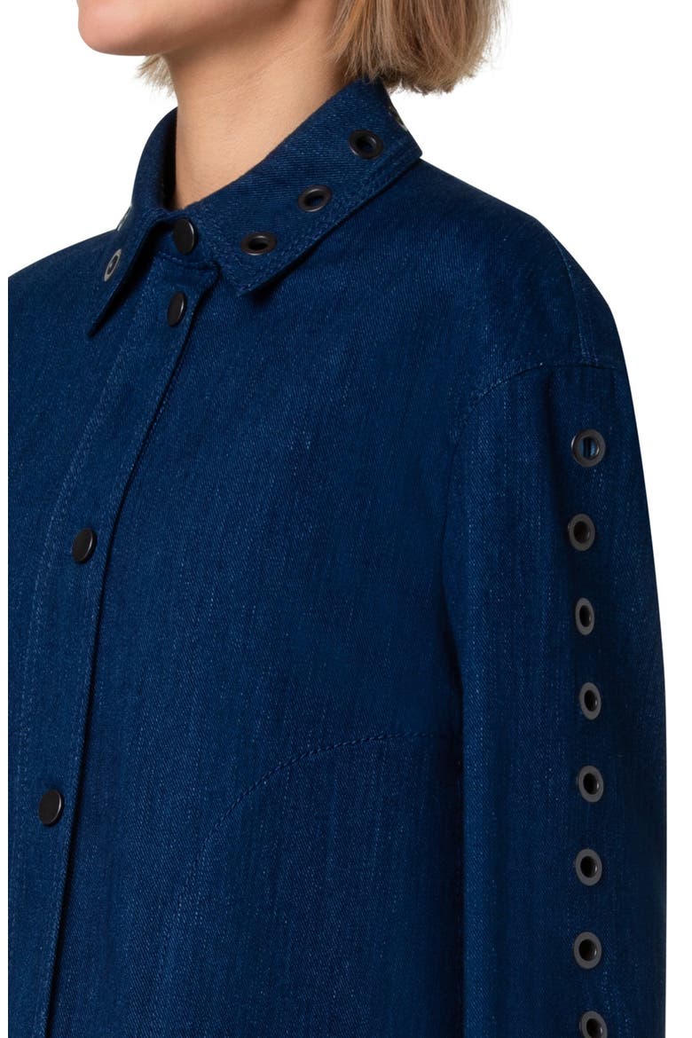 Grommet Detail Denim Jacket, Alternate, color, INK DENIM