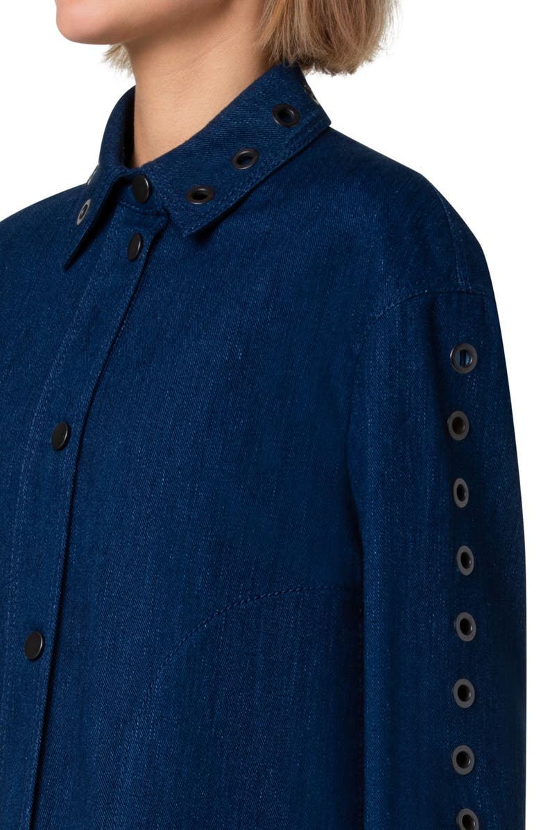 Akris punto Grommet Detail Denim Jacket, Alternate, color, Ink Denim