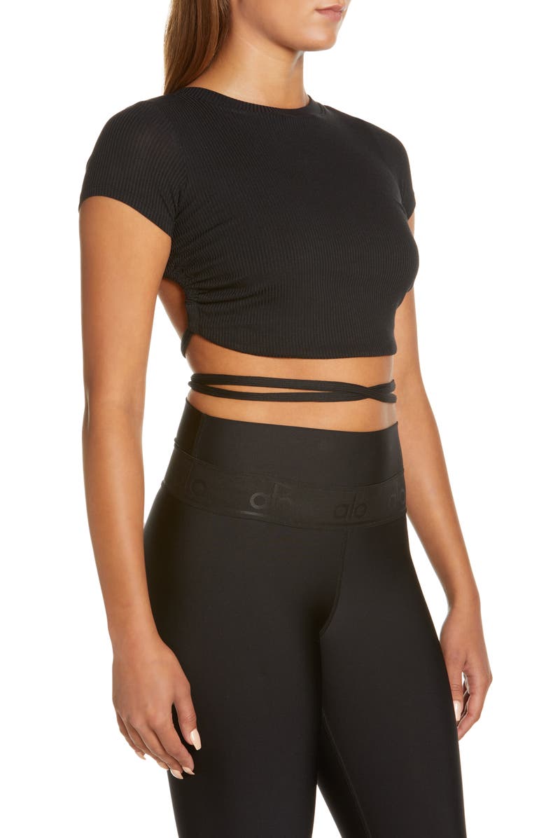 Alo Manifest Rib Wrap Crop Top, Alternate, color, 