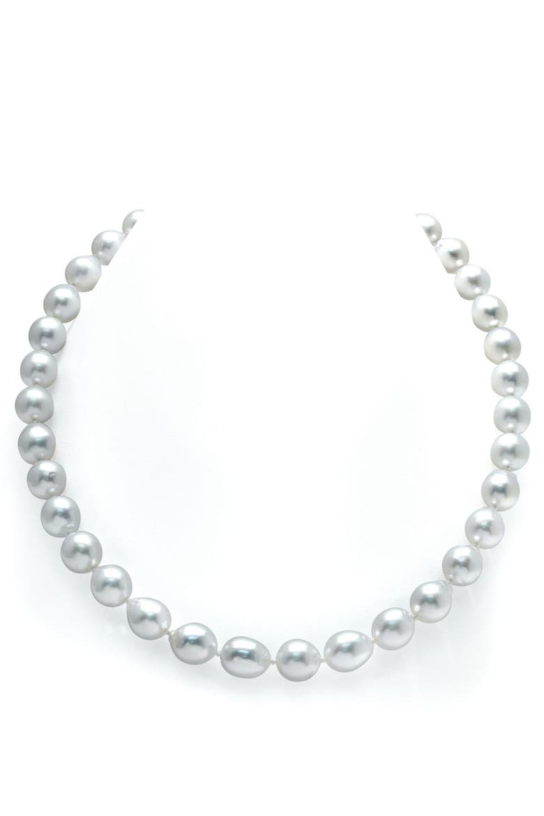 8-10mm White South Sea Drop Shape Pearl Necklace - AAA Quality, Main, color, White Gold Clasp