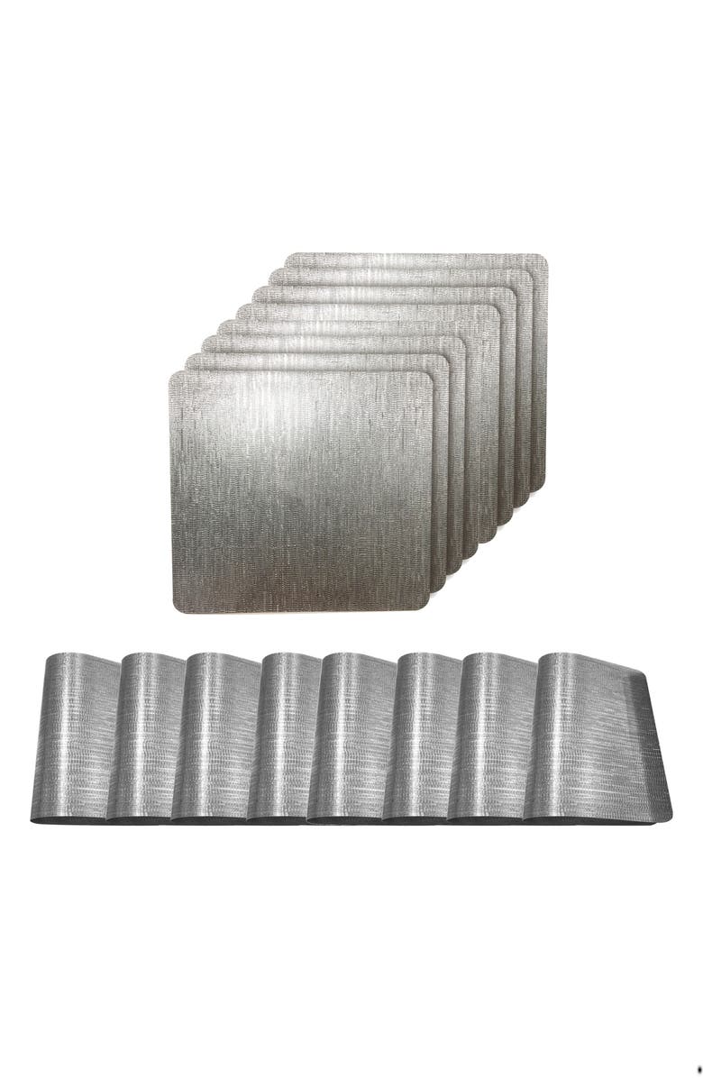 DAINTY HOME Metallic Set of 8 Placemats, Main, color, 