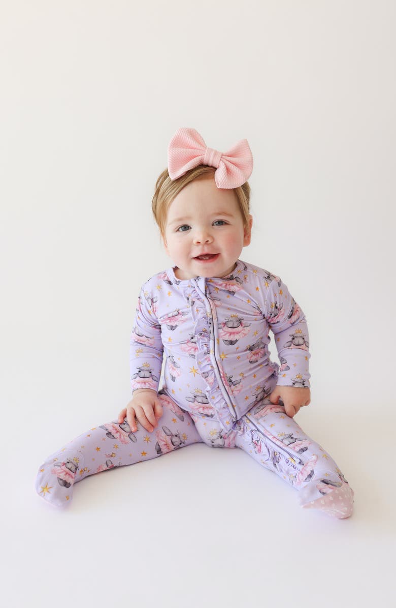 Posh Peanut Philomena Ruffle Zip Footie, Alternate, color, 