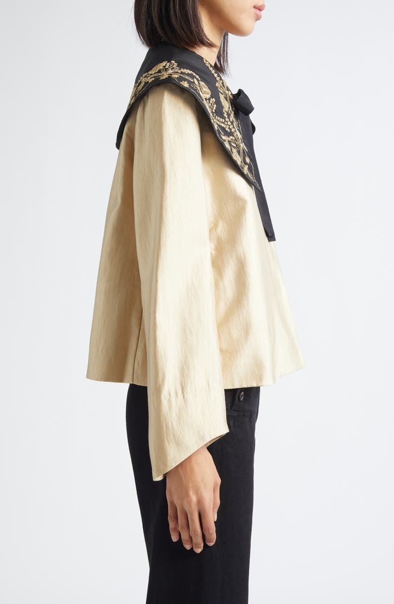Bode Gilt Embroidered Collar Satin Jacket, Alternate, color, Gold Black