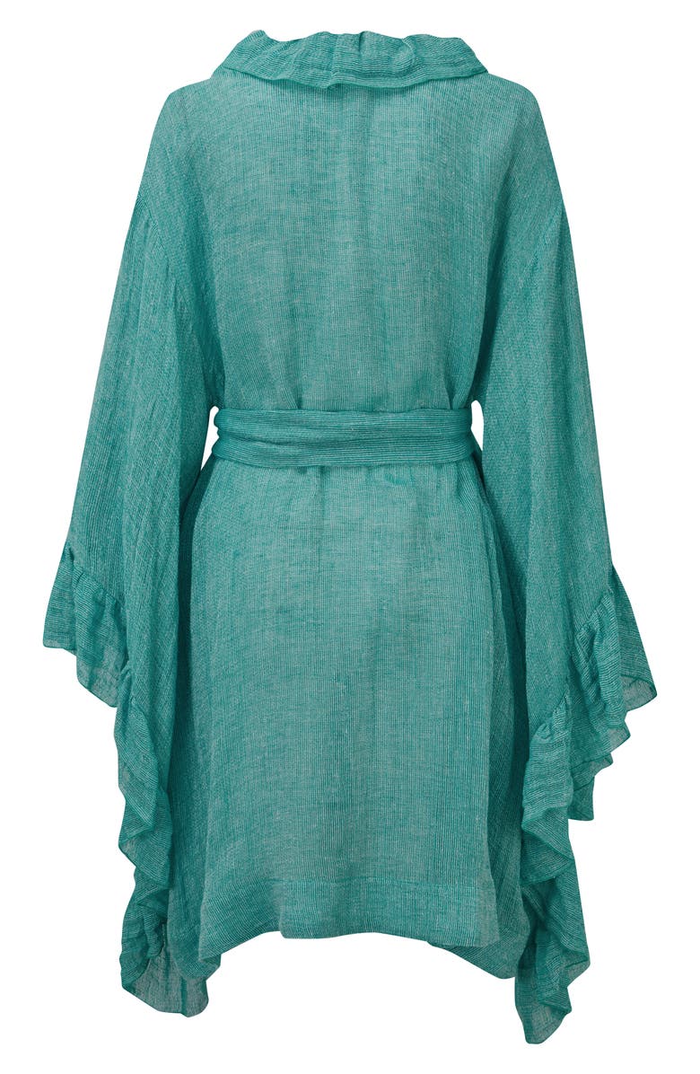 Lisa Marie Fernandez Anita Ruffle Linen-Blend Cover-Up Robe, Alternate, color,