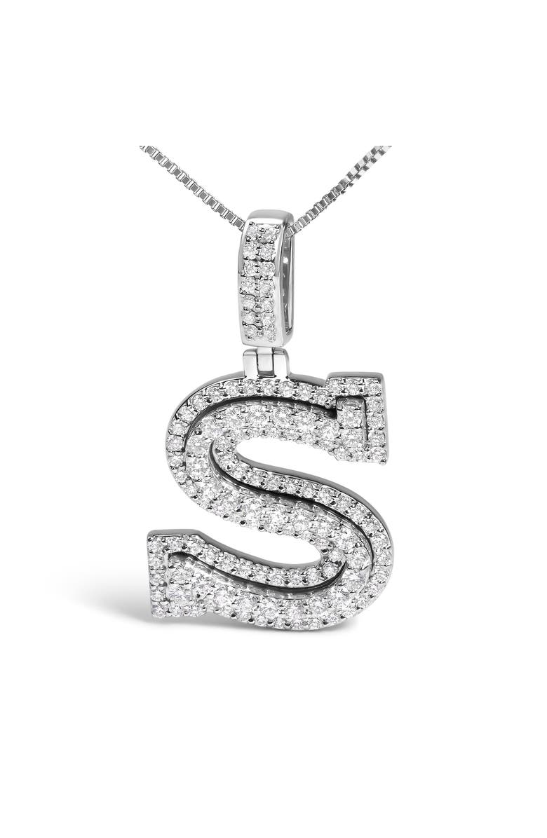 Haus of Brilliance .925 Sterling Silver 1 1/10 Cttw Round Lab-Grown Diamond "S" Pendant Necklace, Alternate, color, White