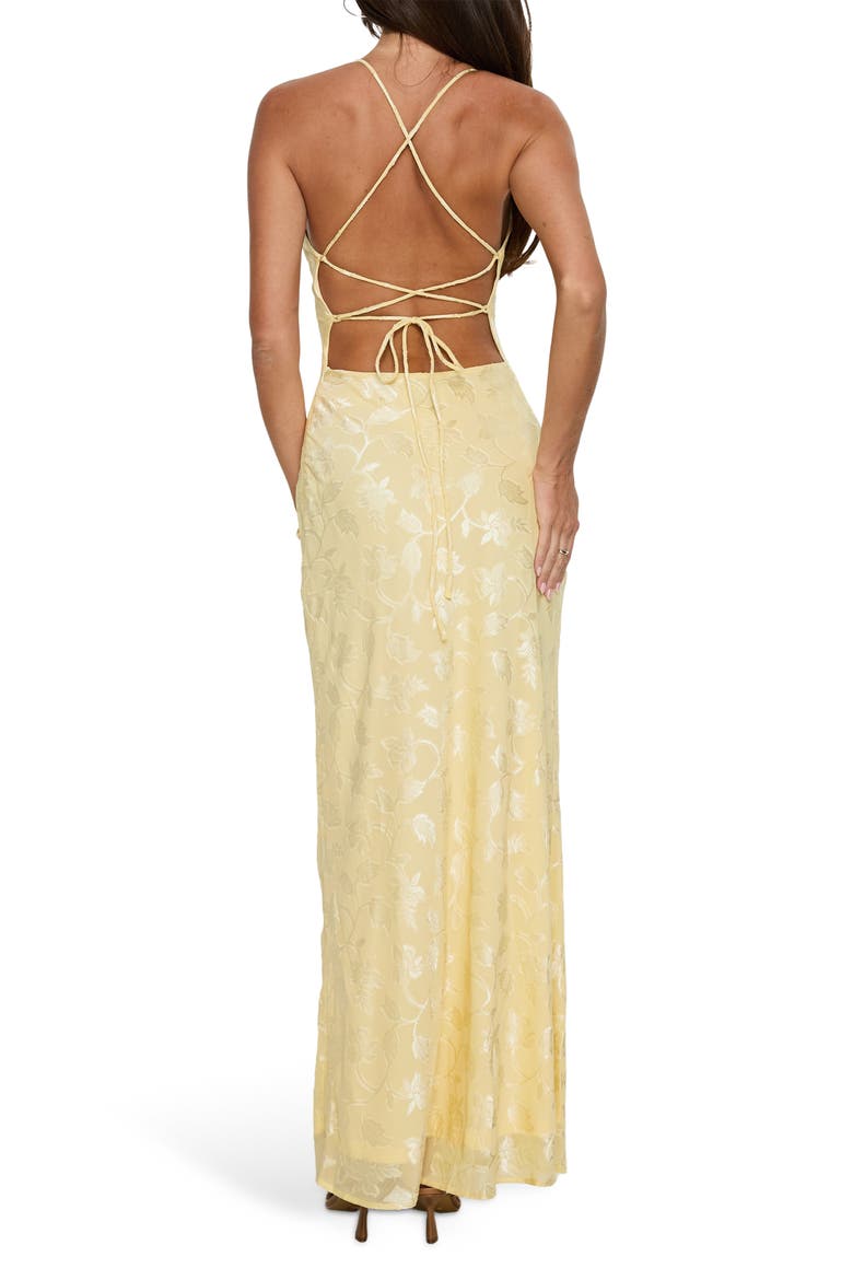 Celena Floral Burnout Gown, Alternate, color, LEMON