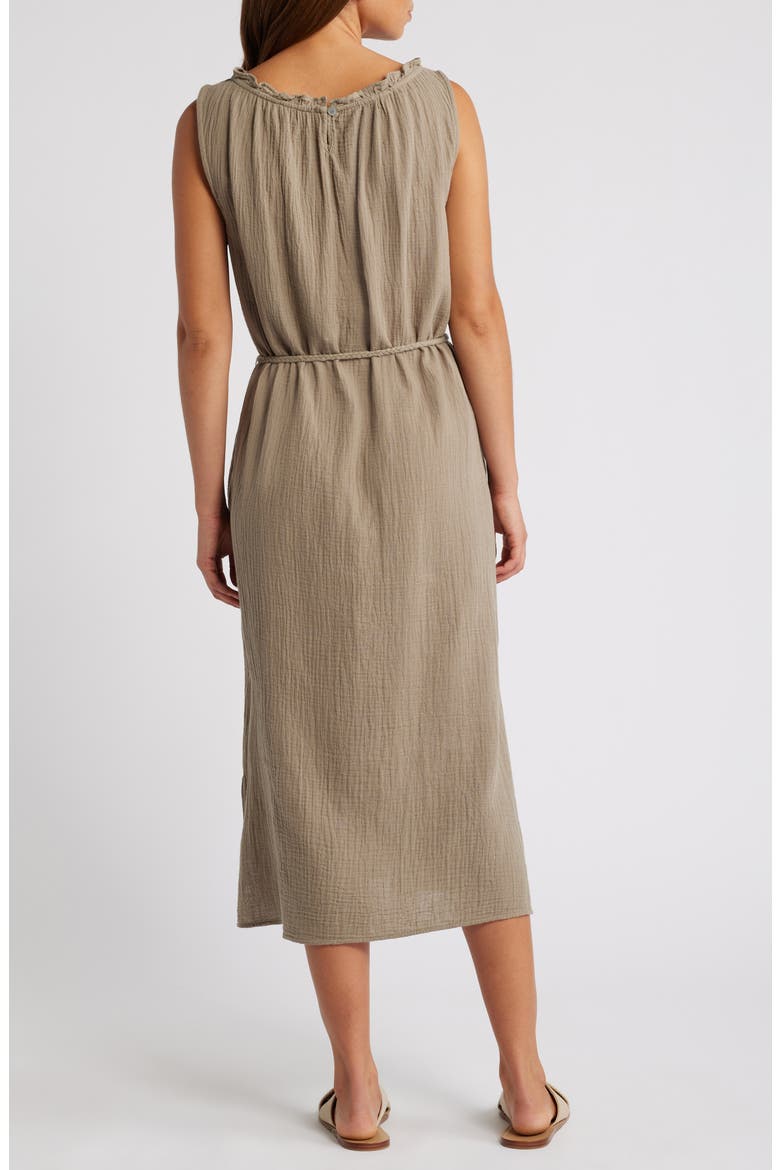 Maddison Ruffle Tie Belt Cotton Midi Dress, Alternate, color, TREE SHADE