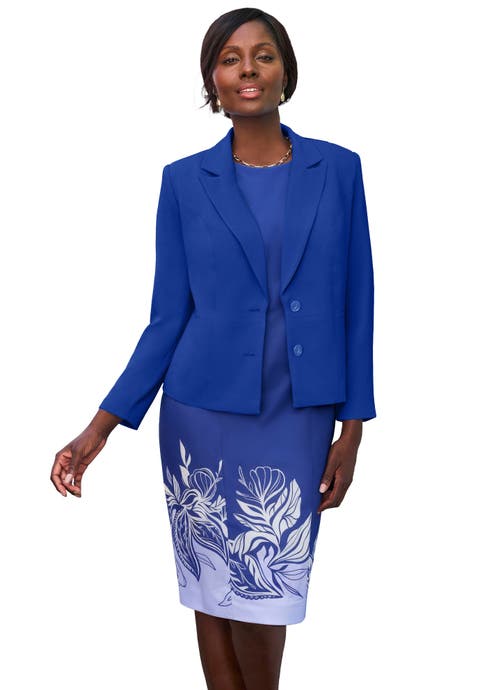 Stretch Crepe Single-Breasted Jacket Dress