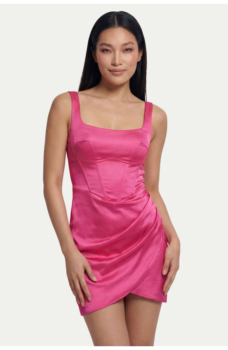MissPap Premium Panelled Bonded Satin Dress, Alternate, color, Fuchsia
