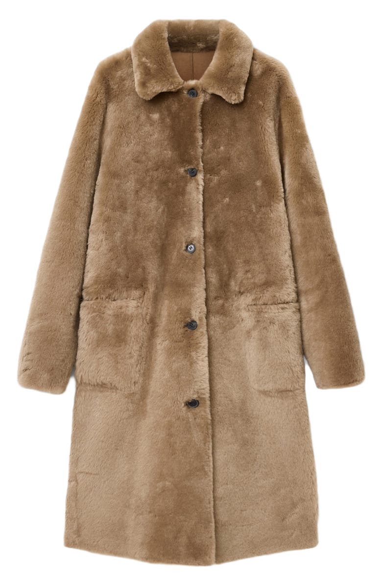 AllSaints Serra Reversible Genuine Shearling Coat, Alternate, color, Conker Brown