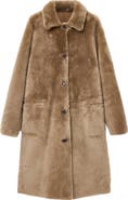 AllSaints Serra Reversible Genuine Shearling Coat