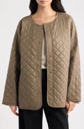 Eileen Fisher Round Neck Quilted Short Coat