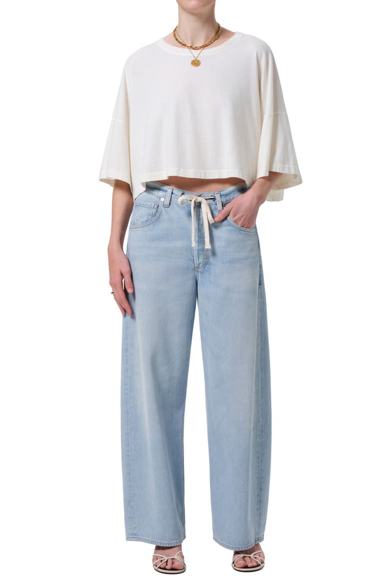 Brynn Drawstring Waist Wide Leg Jeans, Alternate, color, PORTOLA
