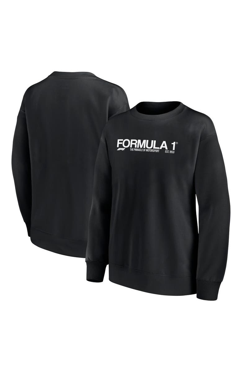 FANATICS Women's Fanatics Branded Black Formula 1 Merchandise End Credits Fleece Pullover Sweatshirt, Main, color, 