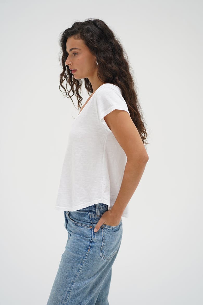 Kaden Cotton V Neck, Alternate, color, White