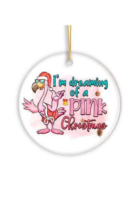Dreaming Of A Pink Christmas Flamingo Ornament
