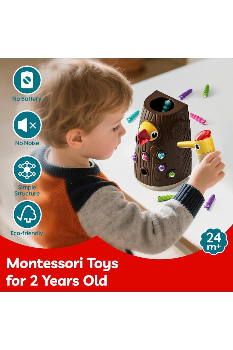 3 in 1 Kids Fine Motor Activity Set Includes Magnetic Bird Feeding, Fishing & Sensory, Alternate, color, Multicolor