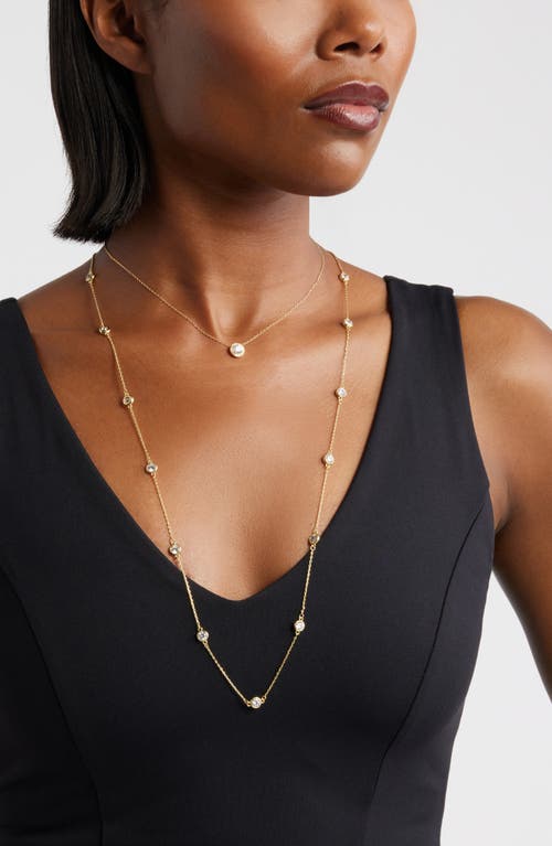 Nordstrom Bezel Cubic Zirconia Station Long Necklace In Gold