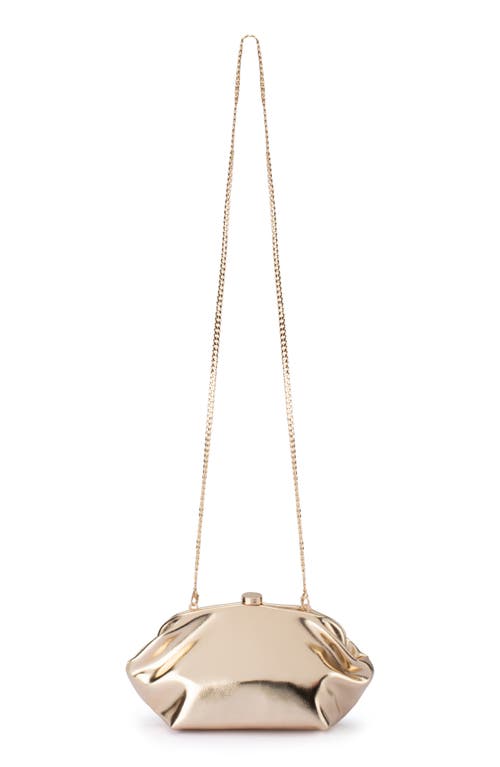 Olga Berg Tally Metallic Faux Leather Frame Clutch In Gold