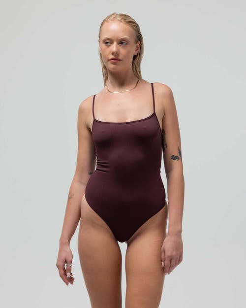 Reformer The Ribbed Bodysuit In Burgundy