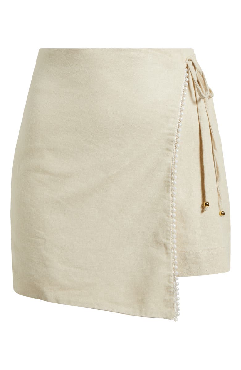 BOAMAR Egypt Faux Pearl Accent Linen Blend Cover-Up Wrap Skirt, Alternate, color, Sienna