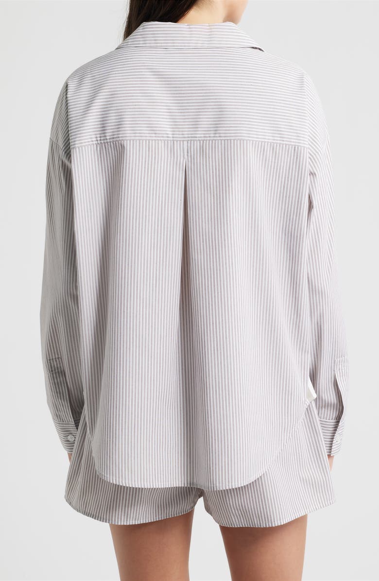 Bernardo Stripe Button-Up Shirt, Alternate, color, Taupe/ Ivory