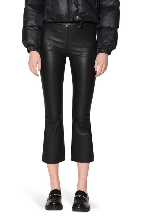 Luisa Leather Crop Flare Leg Pants