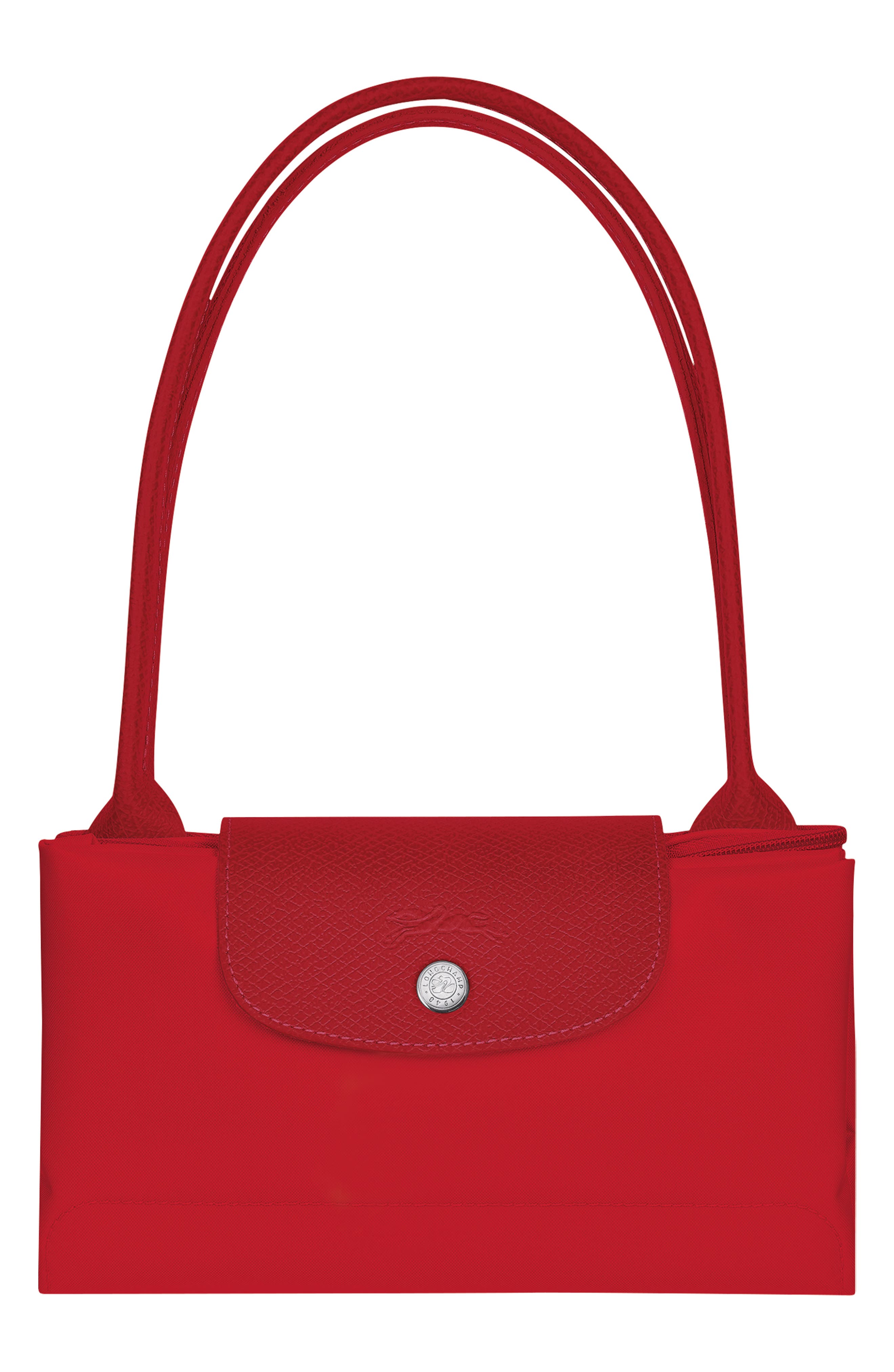 Longchamp Medium Le Pliage Green Recycled Canvas Shoulder Tote Bag, Alternate, color, Tomato