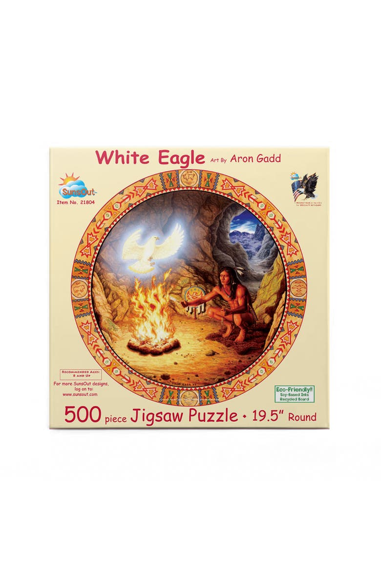 Sunsout White Eagle 500 piece Jigsaw Puzzle for Adults Round, Alternate, color, Multicolor