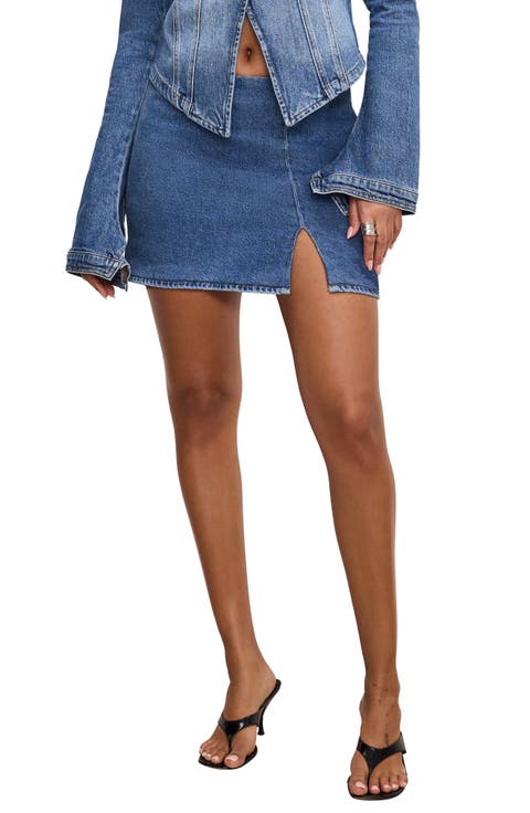 Front Slit Denim Miniskirt