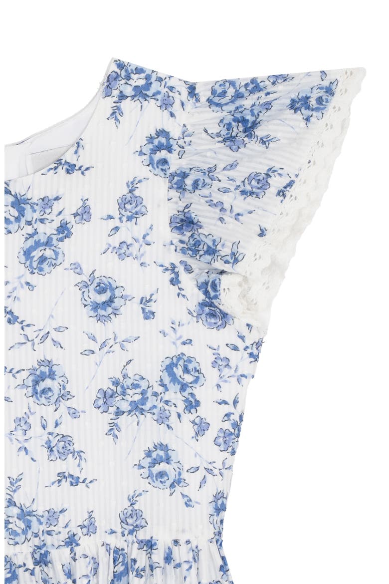 Kids' Floral Ruffle Sleeve Dress & Crossbody Bag, Alternate, color, BLUE
