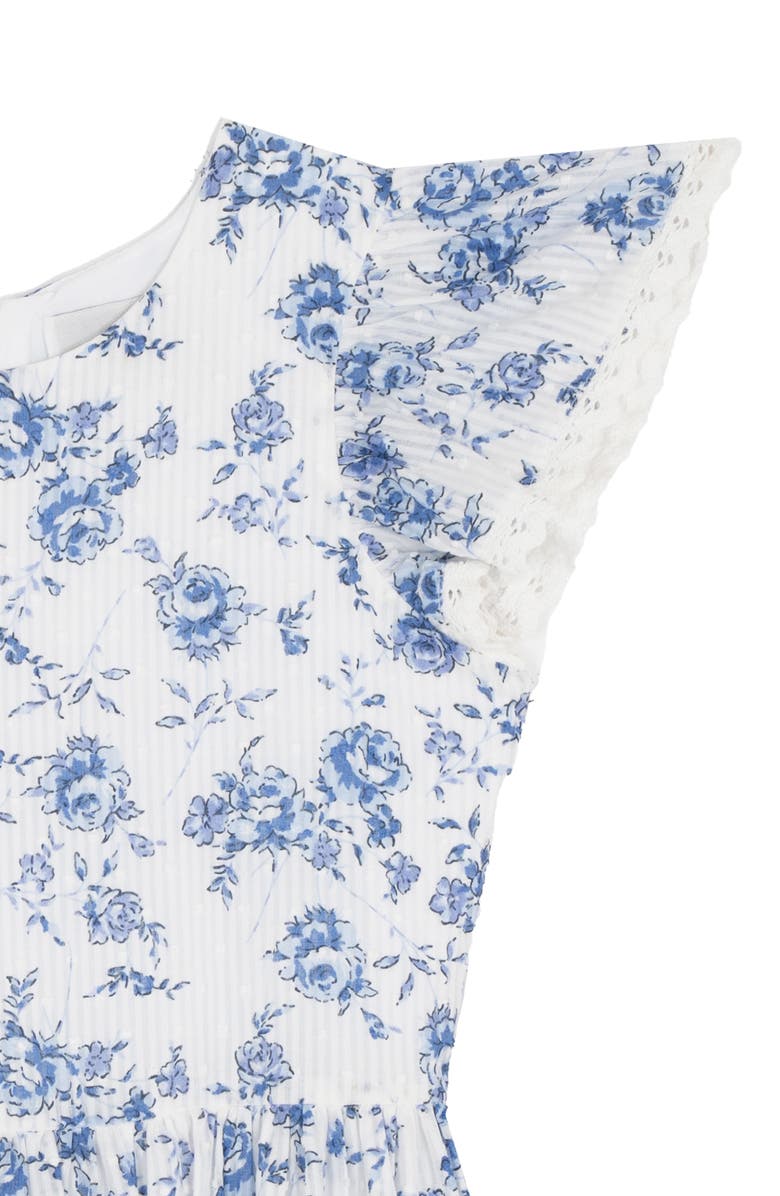 Rare Editions Kids' Floral Ruffle Sleeve Dress & Crossbody Bag, Alternate, color, Blue