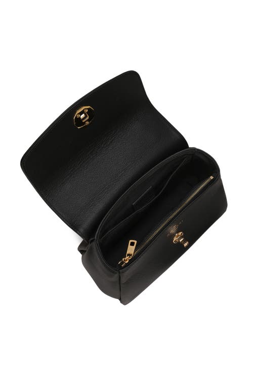 Gorski Top Handle Leather Bag With Crossbody Strap In Black