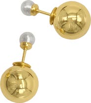 Adornia Spring 2022 14K Yellow Gold Plated Imitation Pearl Double Sided Ball Earrings