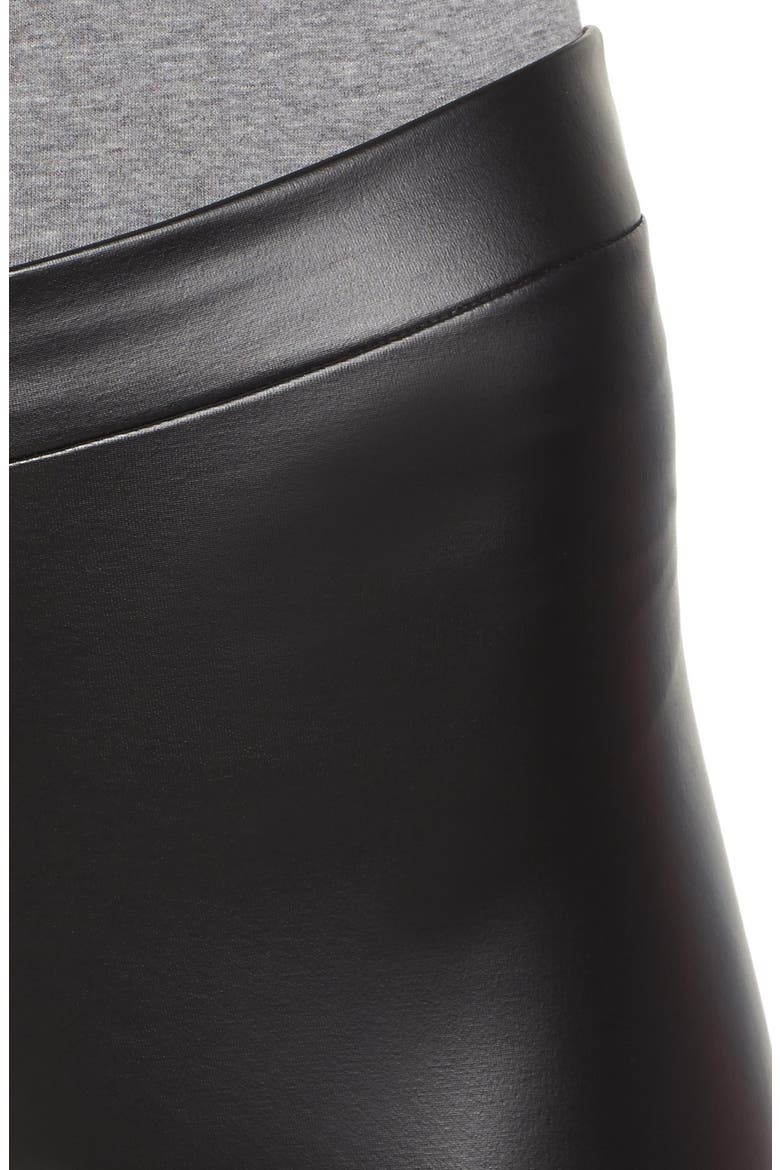 Plush Lined Faux Leather Leggings, Alternate, color, BLACK