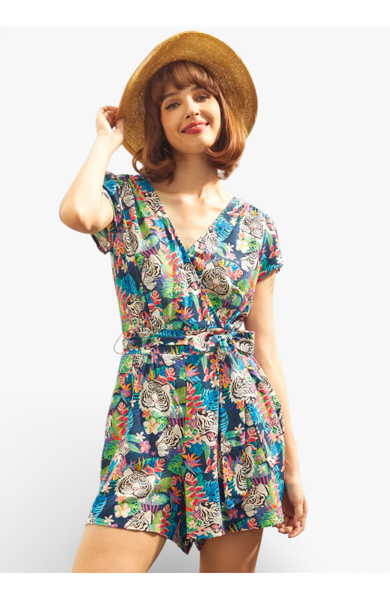 ModCloth Just Add Sandals Romper, Main, color, Tropic Like It's Hot
