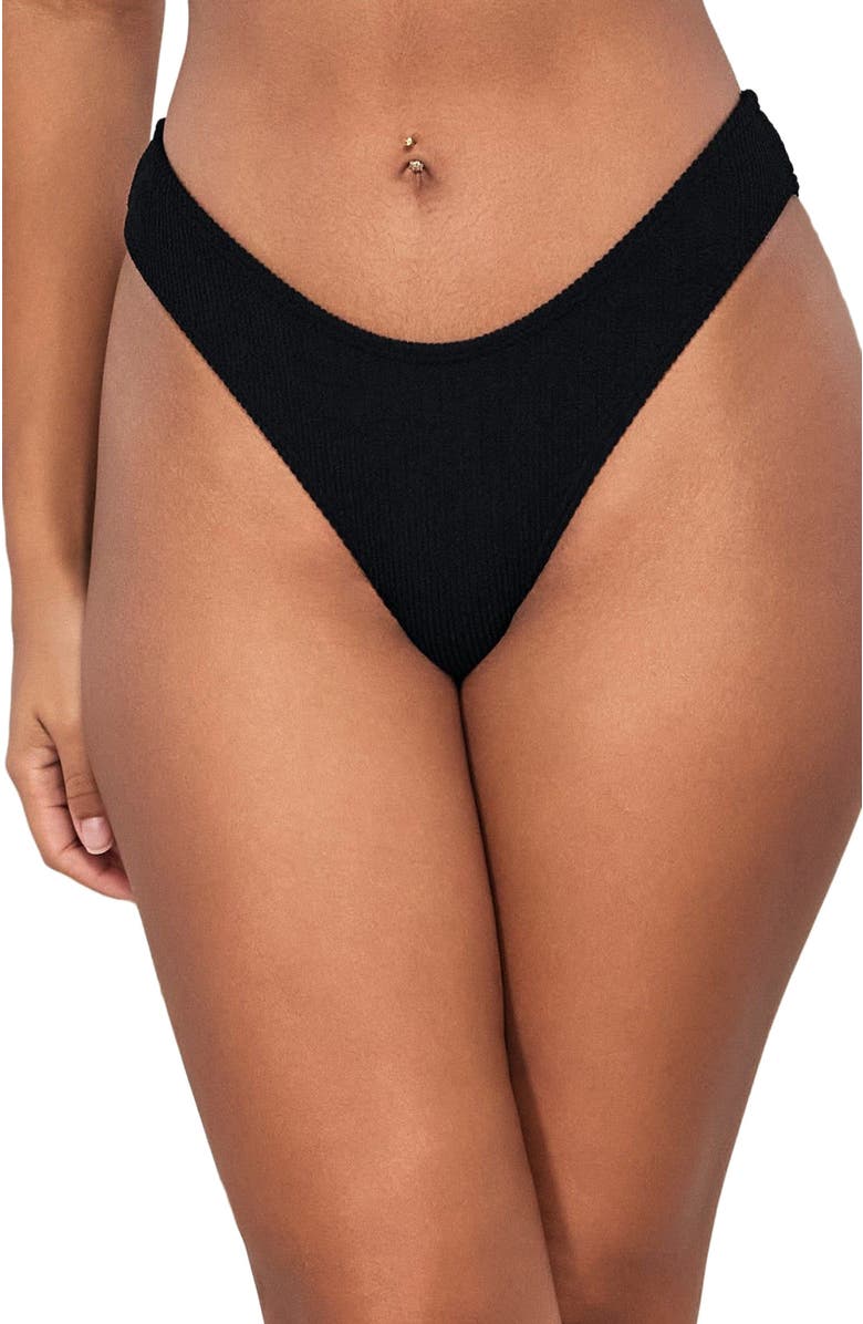 Pacifica by Sunsets Sandy Scoop Bikini Swim Bottoms, Alternate, color, Black Pacifica