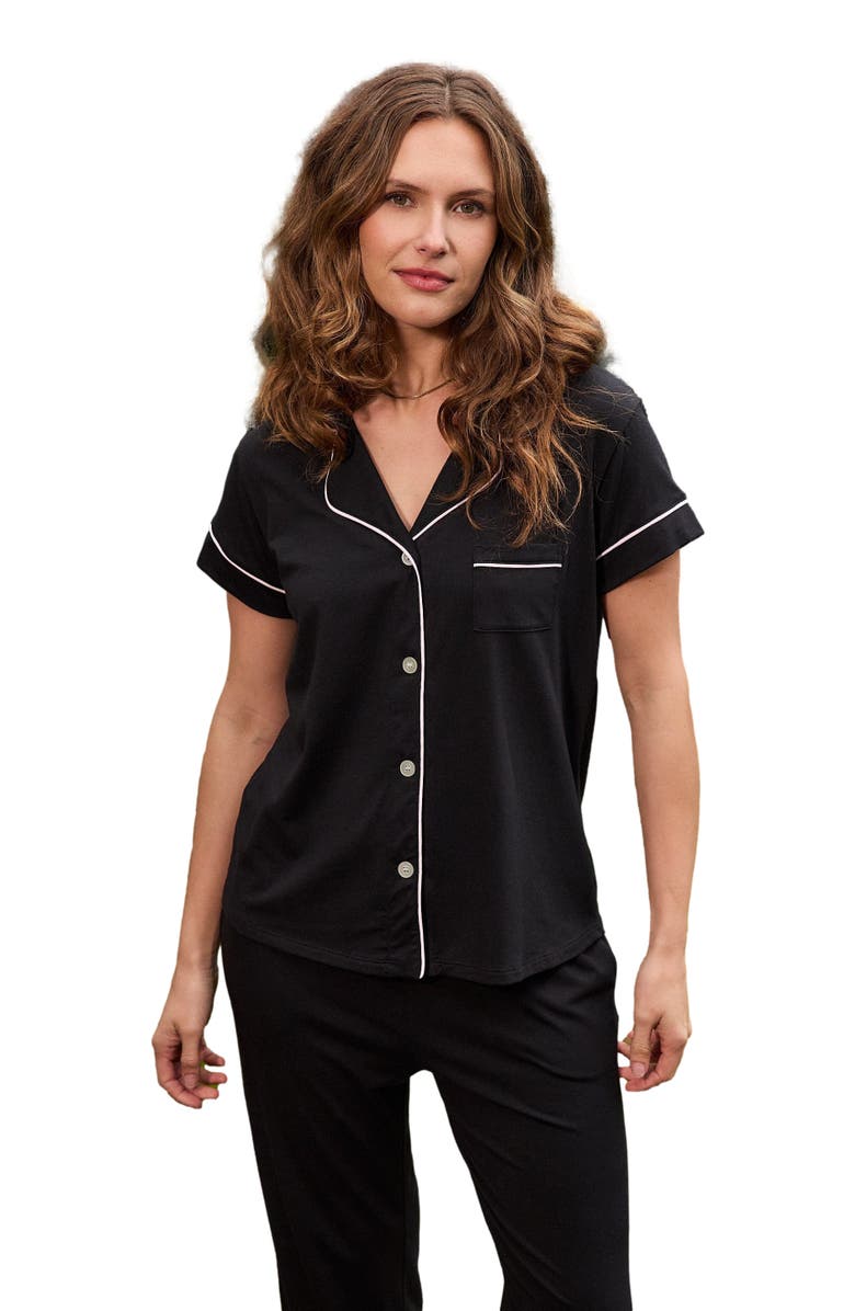 The Cat
s Pajamas Pima Knit Capri Set, Alternate, color, Midnight